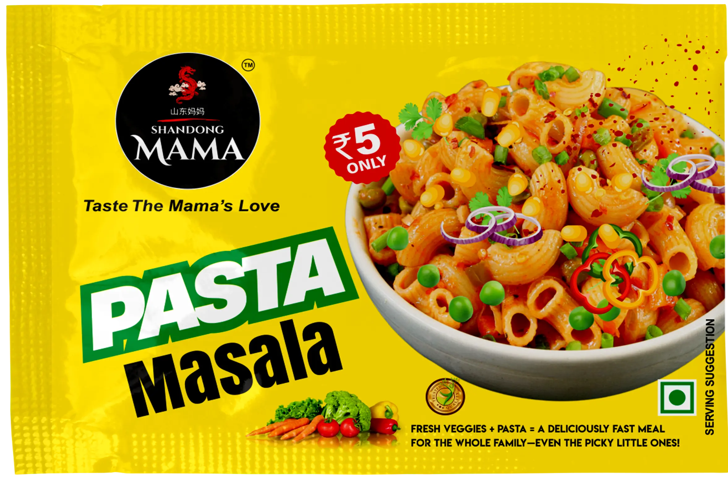 Pasta sachet in a hand